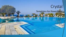  Presentation with water ocean - Audience pleasing presentation consisting of ocean lounge escada - water pool and stairs backdrop and a light blue colored foreground