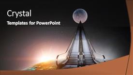  Presentation with moon - Colorful slide deck enhanced with stair steps heaven - escalator from earth to moon backdrop and a black colored foreground
