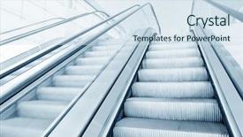  Presentation with modern building - Colorful slides enhanced with escalators - escalator in modern building hall backdrop and a sky blue colored foreground