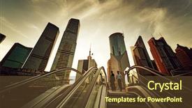  Presentation with financial center - Slide deck consisting of escalator in shanghai lujiazui financial background and a tawny brown colored foreground