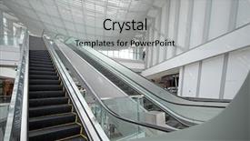  Presentation with mall - Amazing PPT theme having escalator in the shopping mall backdrop and a light gray colored foreground