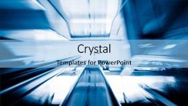  Presentation with office images - Colorful presentation theme enhanced with escalator of modern office building backdrop and a light blue colored foreground