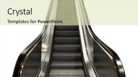  Presentation with ramp - Beautiful slides featuring escalator or moving ramp stairs isolated on white backdrop and a soft green colored foreground