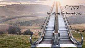  Presentation with sun blue sky and ocean - Amazing slide deck having escalator-to-sunny-sky backdrop and a lemonade colored foreground