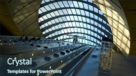  Presentation with london tube - Colorful presentation theme enhanced with escalators at canary wharf london backdrop and a ocean colored foreground
