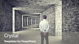  Presentation with tunnel - Amazing theme having escape - standing man and 3d stone backdrop and a gray colored foreground