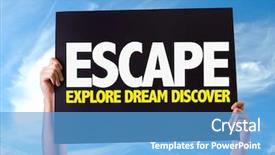  Presentation with dream sky - Audience pleasing slide set consisting of escape explore dream discover card backdrop and a  colored foreground