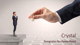  Presentation with route - PPT theme featuring escape route - little businessman from the top background and a lemonade colored foreground