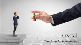  Presentation with route - Presentation design consisting of escape route - little businessman from the top background and a light gray colored foreground