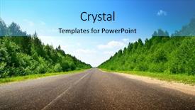  Presentation with summer - Audience pleasing PPT theme consisting of escape route - road and sunny summer day backdrop and a light blue colored foreground