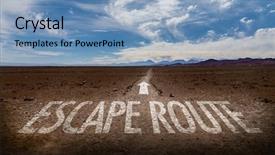  Presentation with route - Slide deck featuring escape route written on desert background and a teal colored foreground