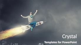  Presentation with rocket - Colorful slides enhanced with escape world - girl on rocket mixed media backdrop and a gray colored foreground