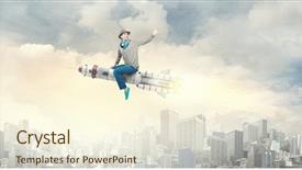  Presentation with esami medie girl power - PPT theme featuring escape world - girl on rocket mixed media background and a cream colored foreground