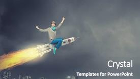  Presentation with girl power esami medie - Beautiful presentation theme featuring escape world - girl on rocket mixed media backdrop and a  colored foreground