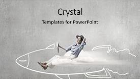  Presentation with woman world - Slides with escape world - woman in drawn rocket mixed background and a light gray colored foreground