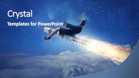  Presentation with rocket - Cool new presentation with escape world - woman on space rocket mixed backdrop and a ocean colored foreground