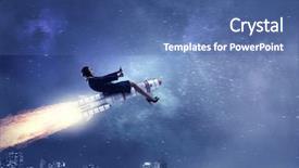  Presentation with rocket - Colorful presentation enhanced with escape world - woman on space rocket mixed backdrop and a ocean colored foreground