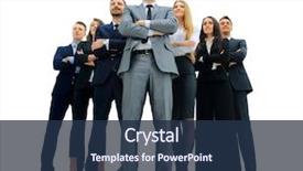  Presentation with young business people - Presentation theme featuring escolares - young attractive business people background and a  colored foreground