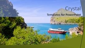  Presentation with boat - Colorful presentation enhanced with sacalobra beach in north mallorca backdrop and a light blue colored foreground