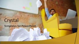  Presentation with paper - Colorful PPT layouts enhanced with escritor - modern freelancer throwing crumpled paper backdrop and a  colored foreground