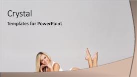  Presentation with sporty - Presentation theme enhanced with escultura - young sporty and fit girl background and a  colored foreground