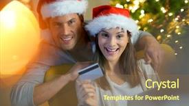  Presentation with gifs christmas - PPT layouts featuring eshopping - couple buying christmas gifts online background and a tawny brown colored foreground