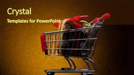  Presentation with gift - Colorful PPT layouts enhanced with eshopping - shopping cart with gift backdrop and a tawny brown colored foreground