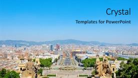  Presentation with aerial view of cape town - Audience pleasing theme consisting of espa - aerial view of barcelona backdrop and a cyan colored foreground