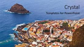 Presentation with survivor island - Presentation theme featuring espagna - garachico in tenerife island background and a light blue colored foreground