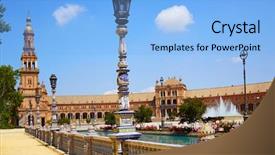  Presentation with espana - Presentation theme consisting of espagna - seville sevilla plaza de espana background and a light blue colored foreground