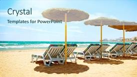  Presentation with sol - Audience pleasing presentation theme consisting of espagna - vacation concept spain beach backdrop and a cool aqua colored foreground