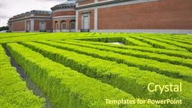  Presentation with museum - PPT theme enhanced with espalier from bushes before museum prado in madrid background and a tawny brown colored foreground