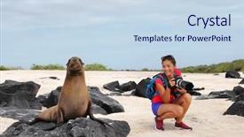  Presentation with animal photos - Theme featuring espanola island ecuador south america background and a sky blue colored foreground