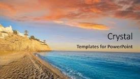 Presentation with beach - Slide set featuring esparrello beach playa in villajoyosa background and a coral colored foreground