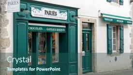  Presentation with chocolate shop - Presentation design enhanced with espelette-france-circa-february-2021 background and a ocean colored foreground