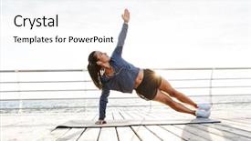  Presentation with exercises - Slide deck with esport - concentrated sportswoman doing plank exercises background and a white colored foreground