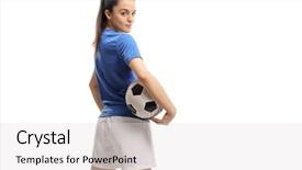  Presentation with female soccer - PPT theme having esport - female soccer player background and a light gray colored foreground