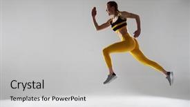  Presentation with teens running - Cool new theme with esport - photo of rude sportswoman running backdrop and a light gray colored foreground