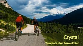  Presentation with mountain bike - Beautiful presentation theme featuring esports - couple cycling on electric bike backdrop and a tawny brown colored foreground