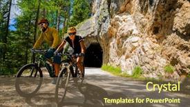  Presentation with mountain bike - Presentation theme with esports - couple mountain bike rider background and a tawny brown colored foreground