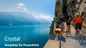  Presentation with activity - Presentation theme consisting of esports - cycling woman and man riding background and a ocean colored foreground