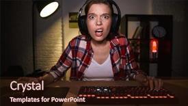  Presentation with angry - Presentation theme with esports - nervous angry young woman gamer background and a wine colored foreground