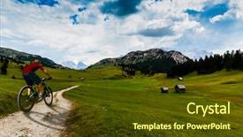  Presentation with motorsports motocross enduro rider - Beautiful PPT theme featuring esports - single mountain bike rider backdrop and a tawny brown colored foreground