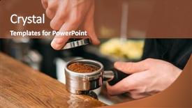  Presentation with potter hands making in clay - Theme with espresso - closeup of male hands making background and a red colored foreground