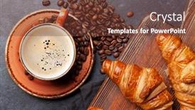  Presentation with breakfast - Presentation theme featuring espresso-coffee-and-croissants background and a tawny brown colored foreground