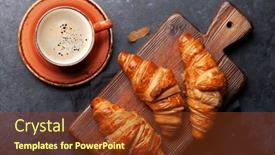  Presentation with breakfast - PPT layouts enhanced with espresso-coffee-and-croissants background and a tawny brown colored foreground