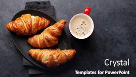  Presentation with breakfast - Beautiful PPT layouts featuring espresso-coffee-and-croissants backdrop and a dark gray colored foreground