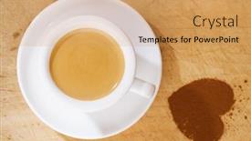  Presentation with cocoa - Cool new slide set with espresso coffee in thick white cup with cocoa heart on wooden table backdrop and a coral colored foreground