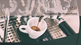  Presentation with machine - Colorful PPT layouts enhanced with espresso-machine-at-cafe-bar backdrop and a mint green colored foreground