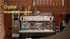  Presentation with water dispenser - Slide set featuring espresso machine hot water dispenser background and a  colored foreground
